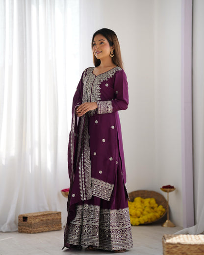 Golden Hour Chinnon Silk Sharara Set