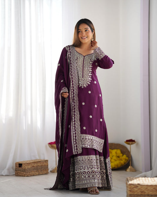 Golden Hour Chinnon Silk Sharara Set