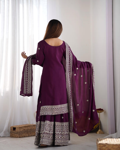 Golden Hour Chinnon Silk Sharara Set