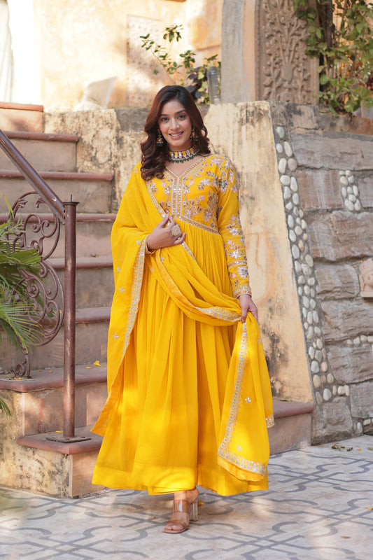 Festive Bloom Embroidered Radiant Gown