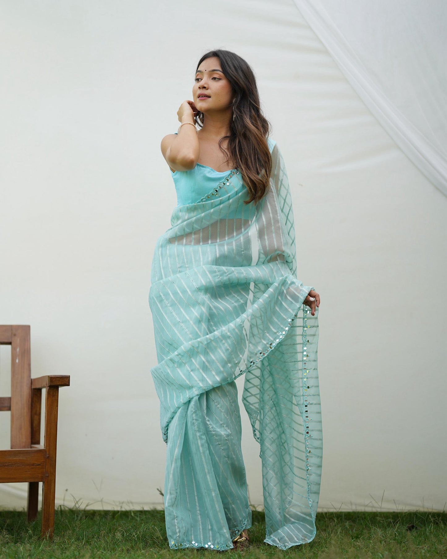 Soft-Toned Pastel Organza Sarees