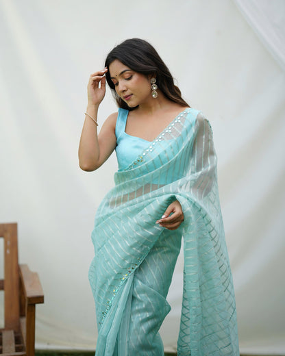 Soft-Toned Pastel Organza Sarees