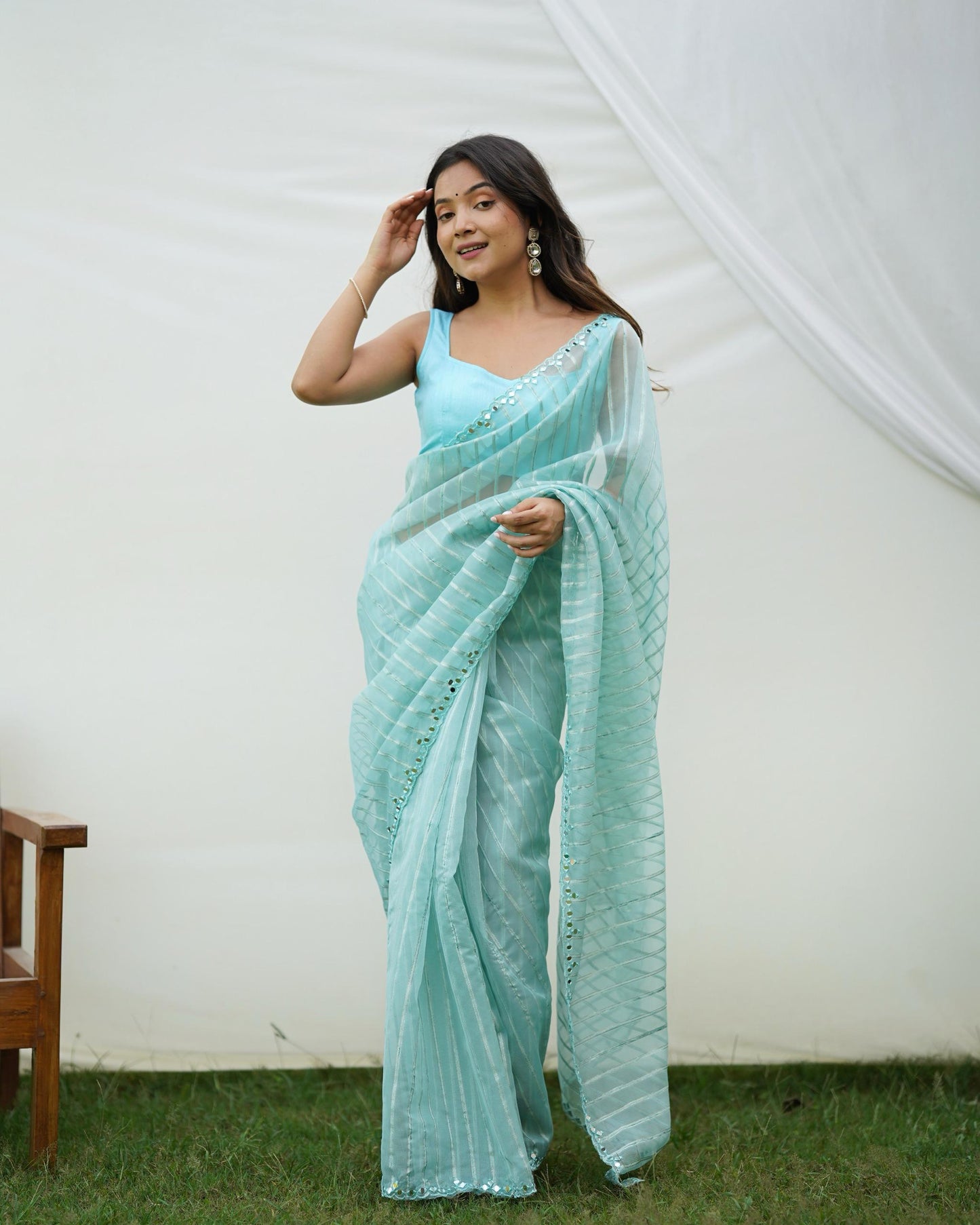 Soft-Toned Pastel Organza Sarees
