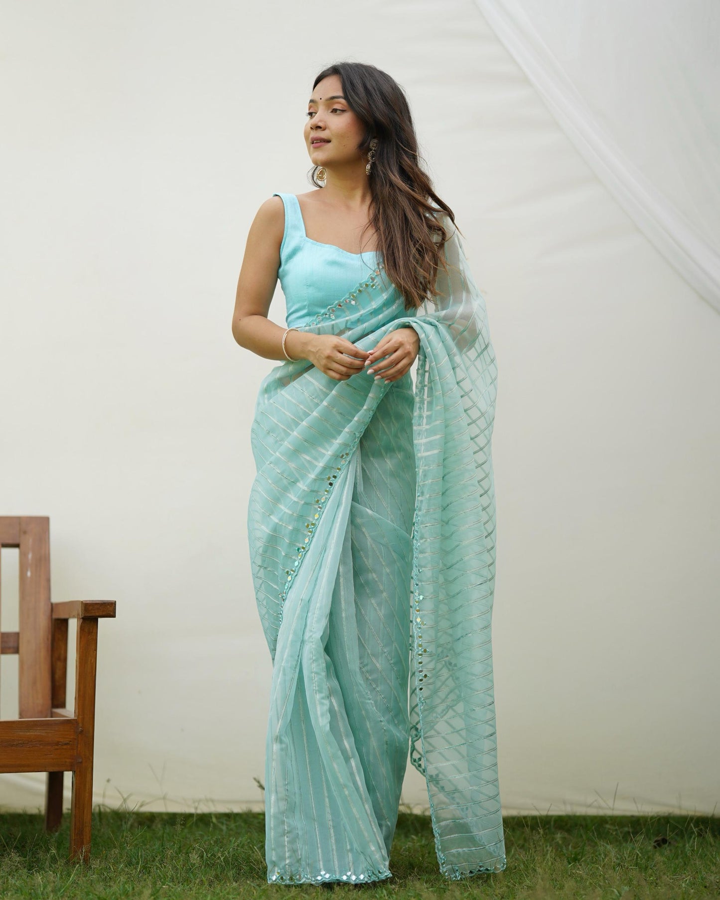 Soft-Toned Pastel Organza Sarees
