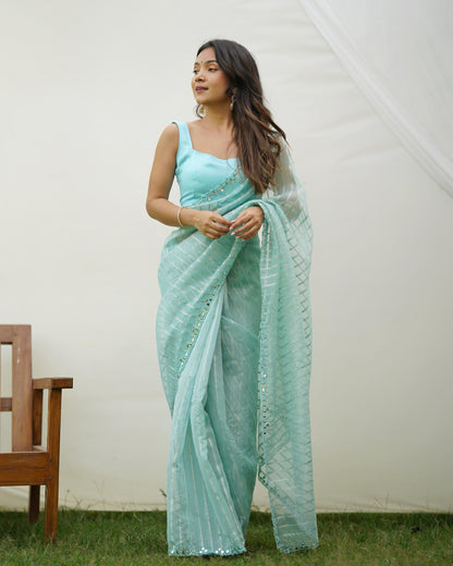 Soft-Toned Pastel Organza Sarees