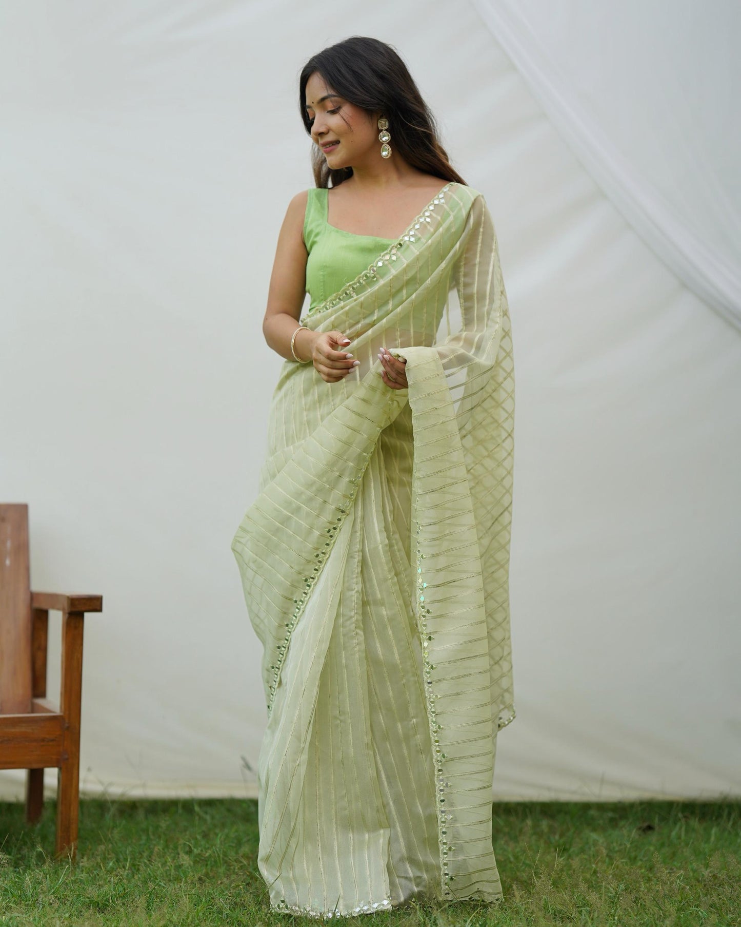 Soft-Toned Pastel Organza Sarees