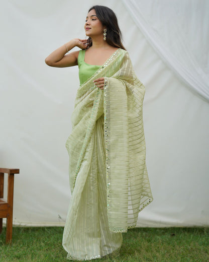 Soft-Toned Pastel Organza Sarees