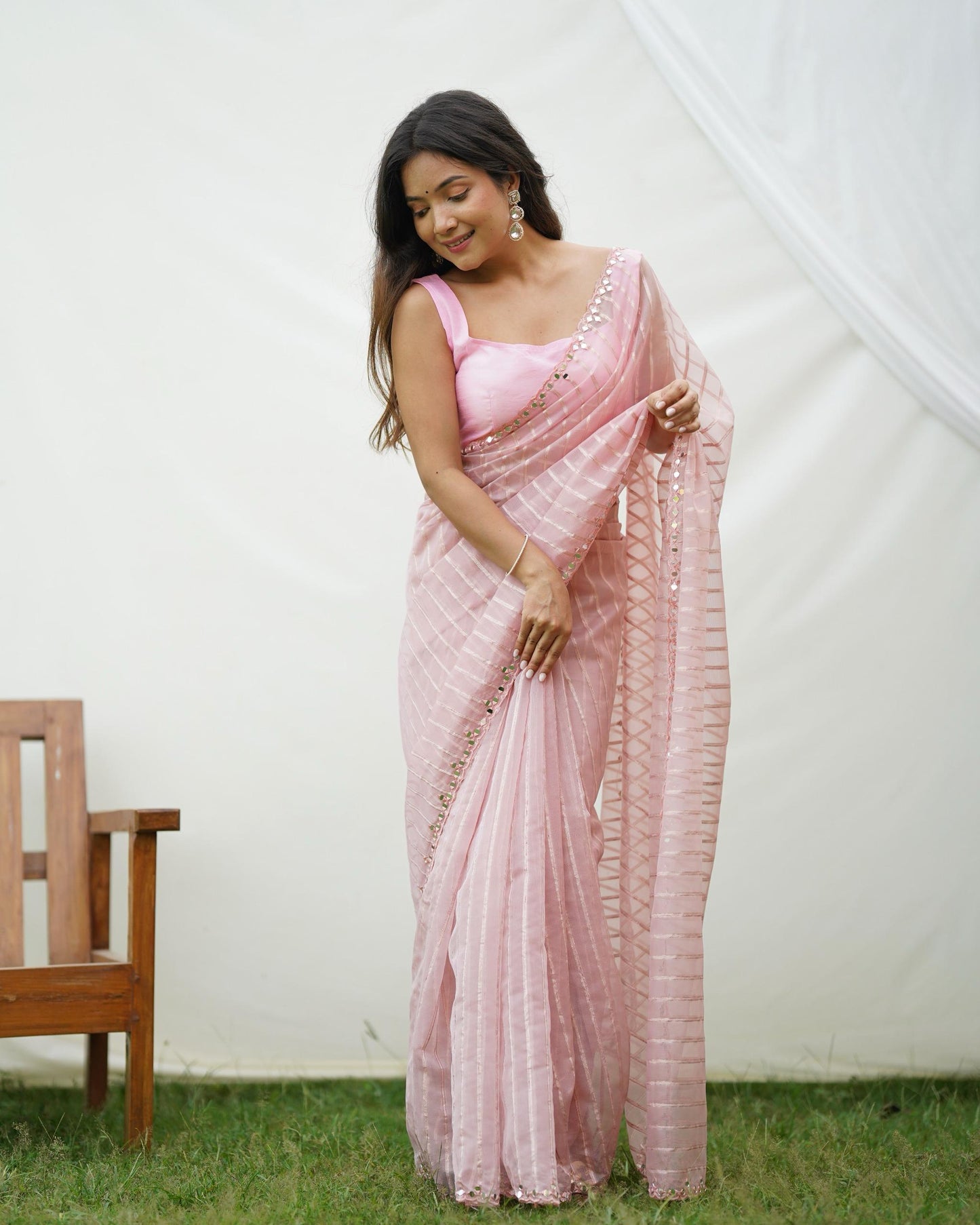 Soft-Toned Pastel Organza Sarees