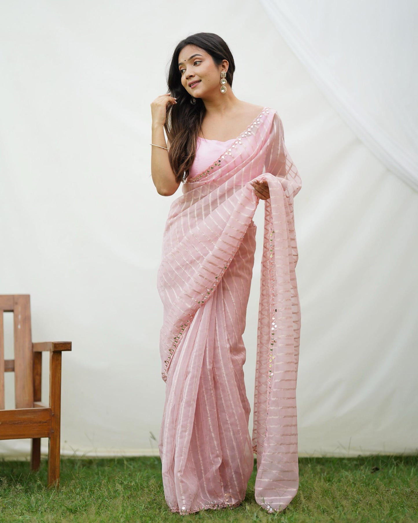 Soft-Toned Pastel Organza Sarees