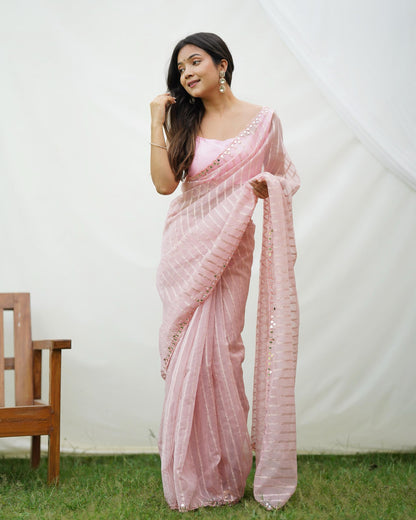 Soft-Toned Pastel Organza Sarees