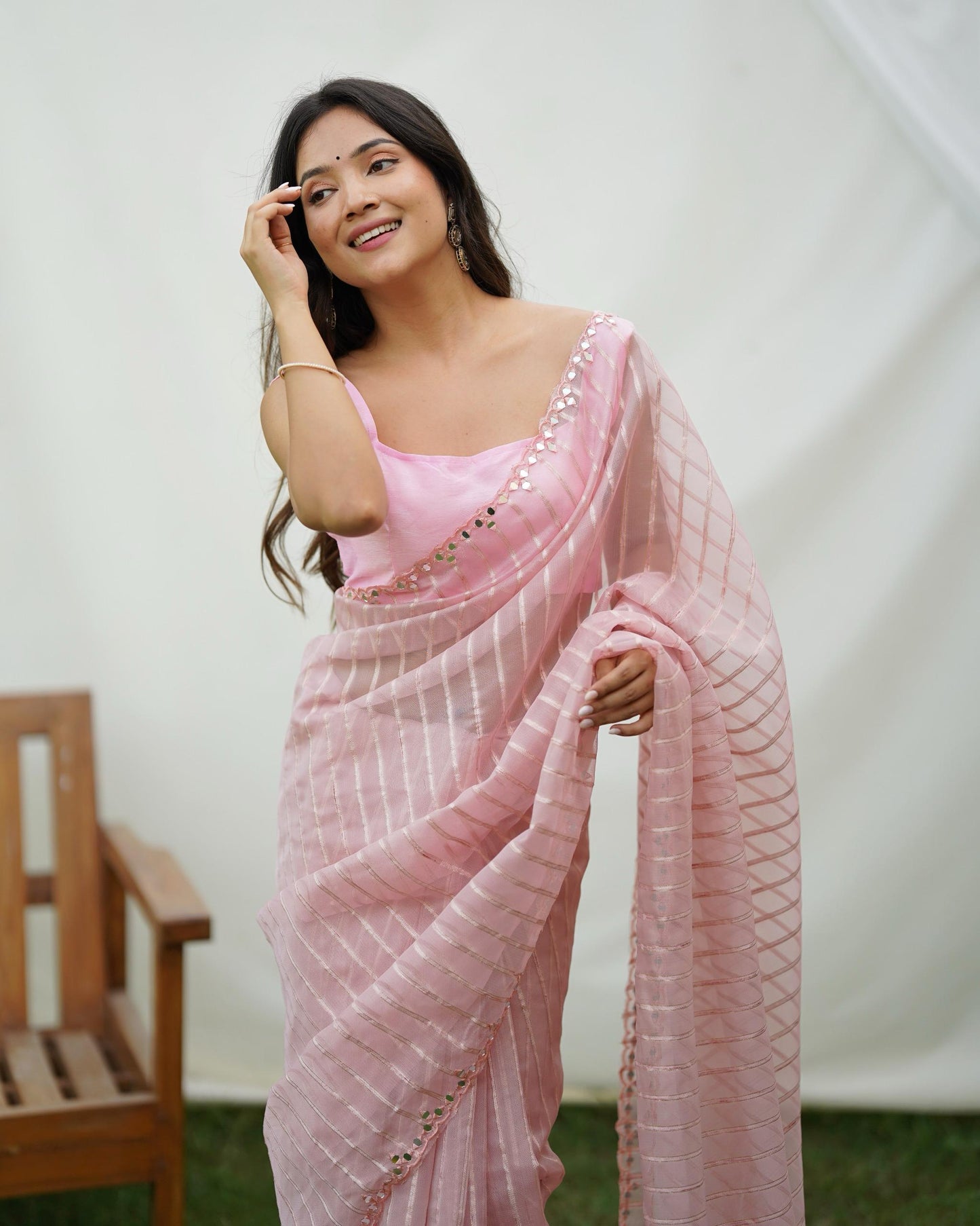 Soft-Toned Pastel Organza Sarees