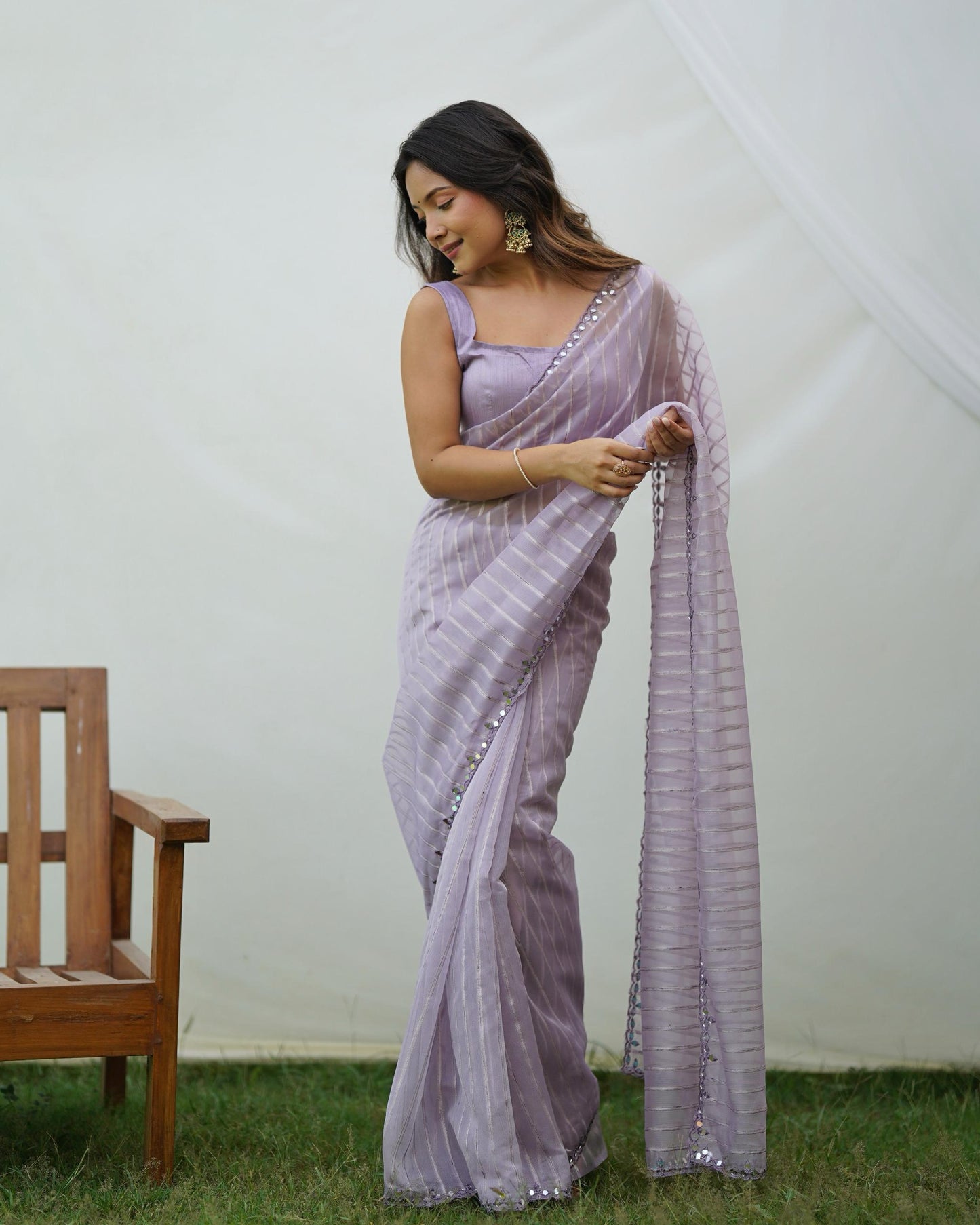 Soft-Toned Pastel Organza Sarees