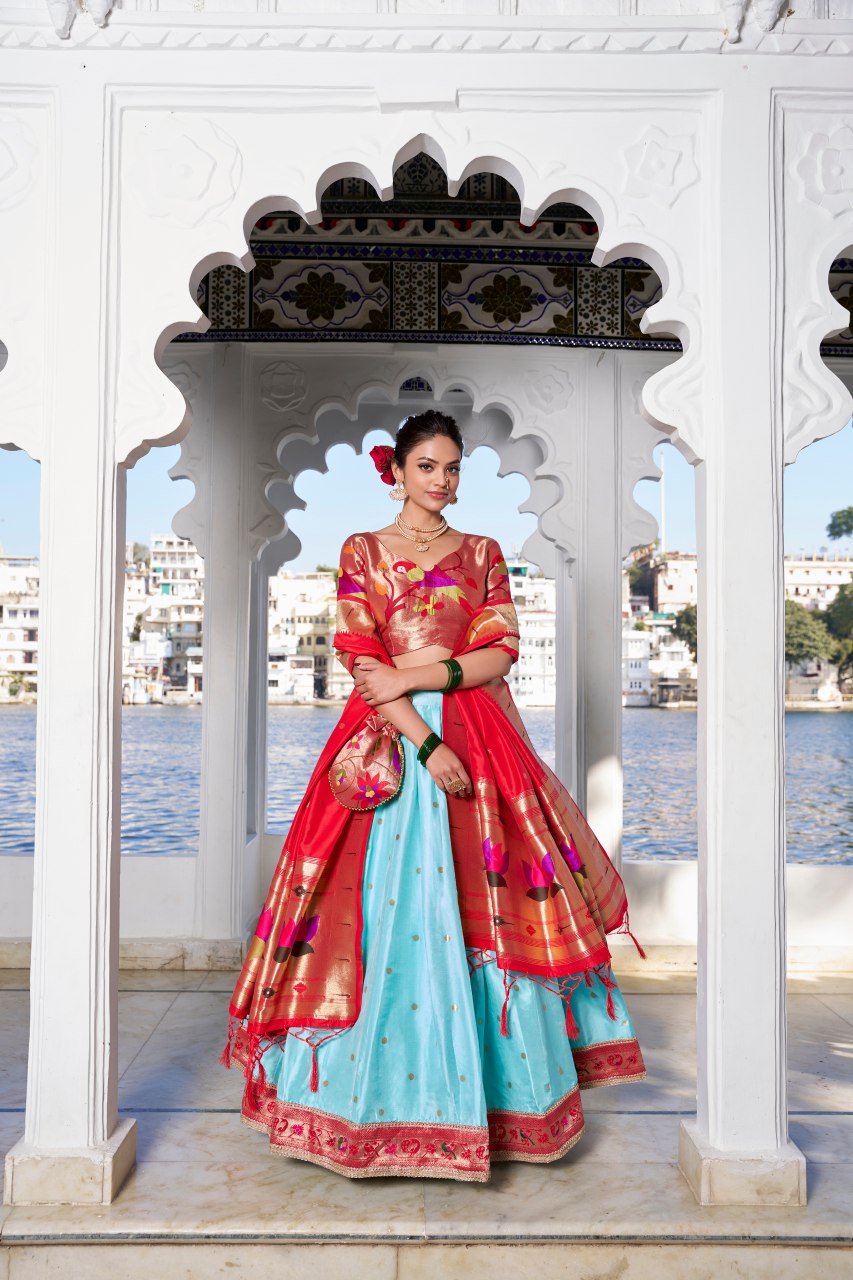 Soft Pastel Paithani Style Lehengha Choli
