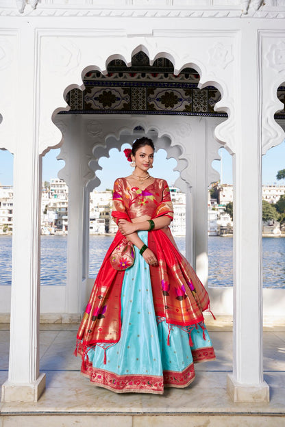 Soft Pastel Paithani Style Lehengha Choli