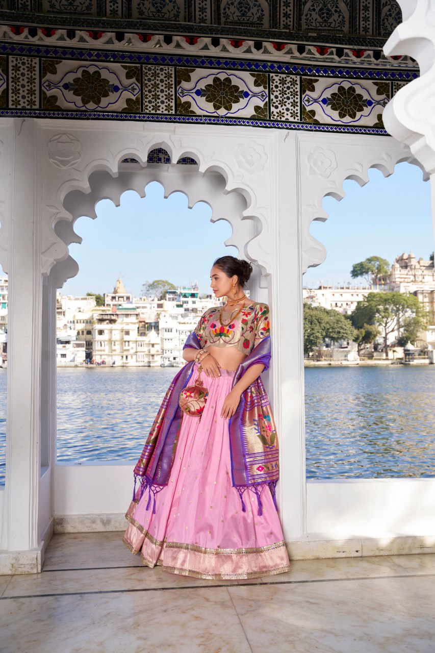 Soft Pastel Paithani Style Lehengha Choli