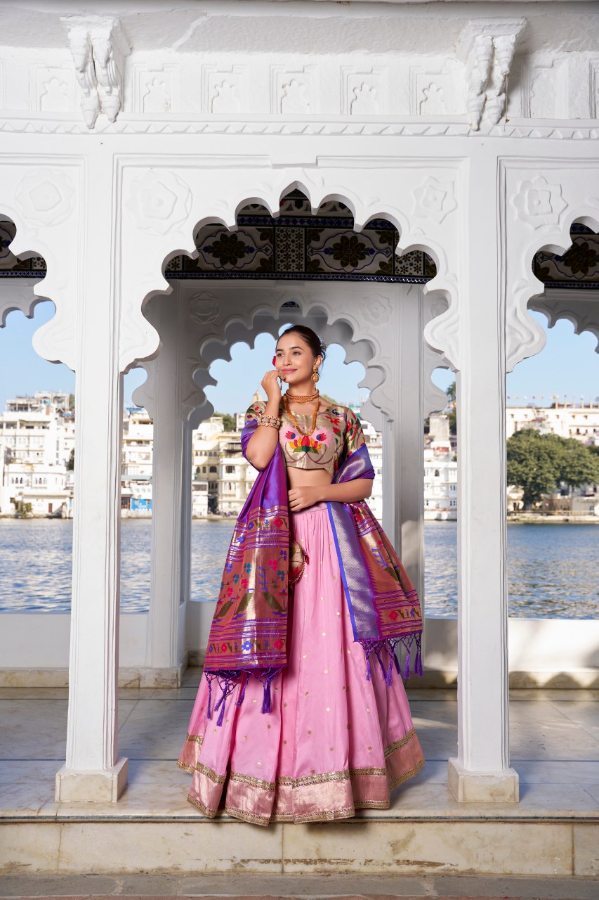 Soft Pastel Paithani Style Lehengha Choli