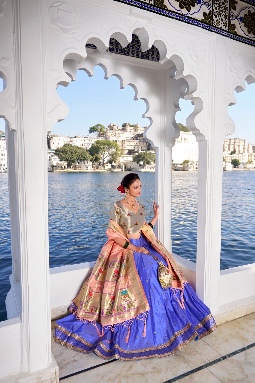 Soft Pastel Paithani Style Lehengha Choli