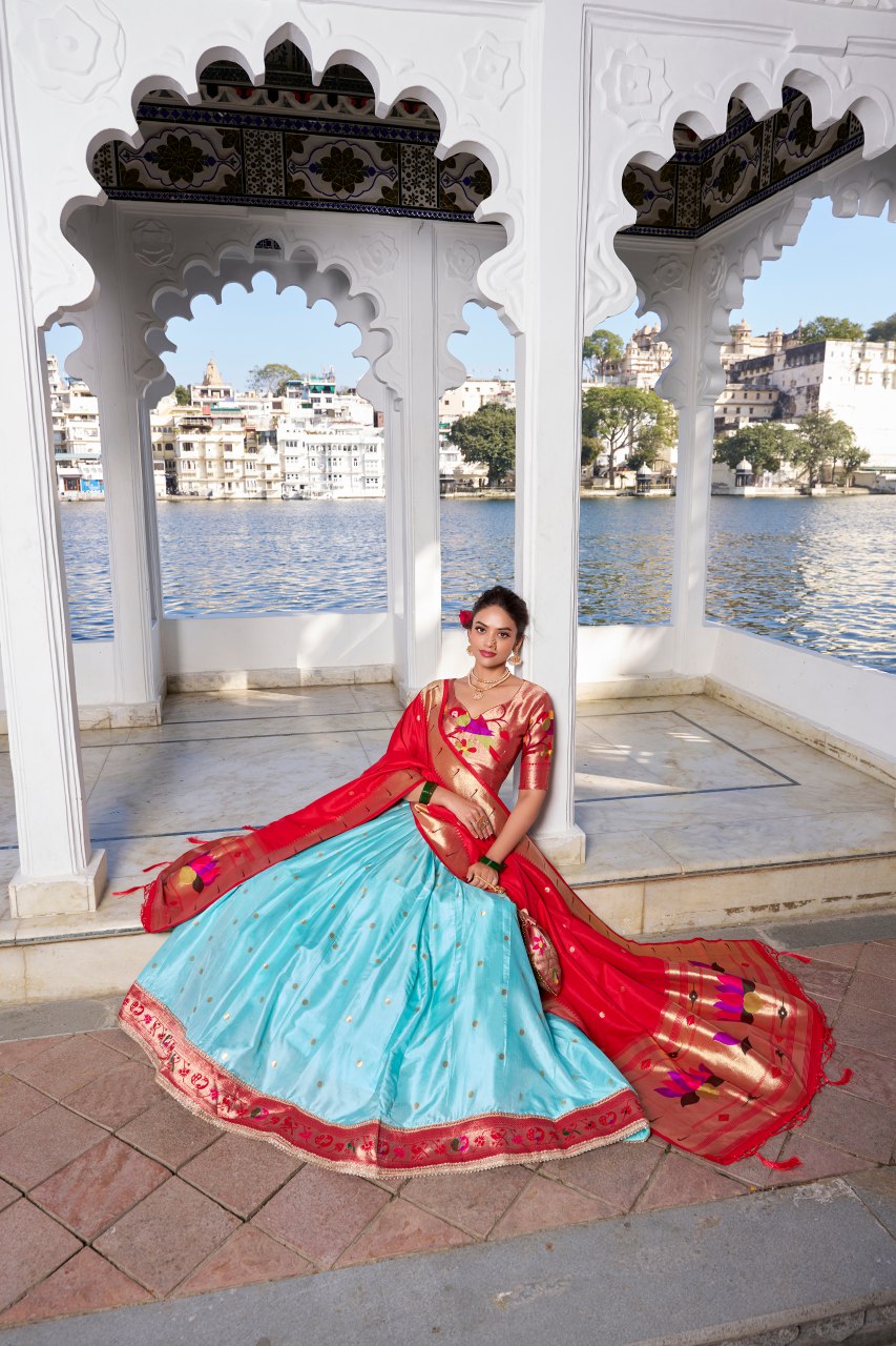 Soft Pastel Paithani Style Lehengha Choli