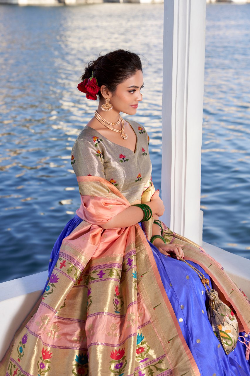 Soft Pastel Paithani Style Lehengha Choli