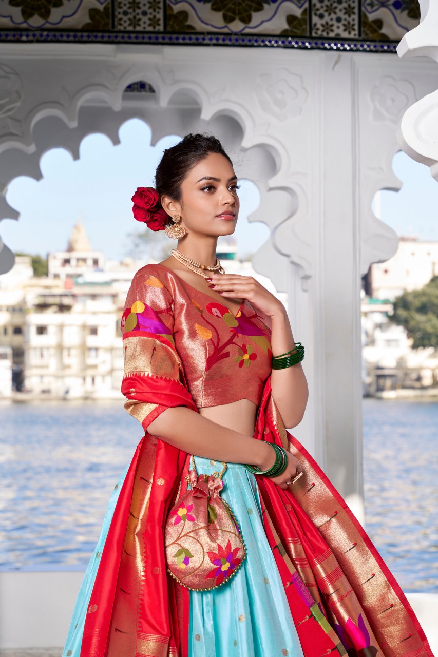 Soft Pastel Paithani Style Lehengha Choli