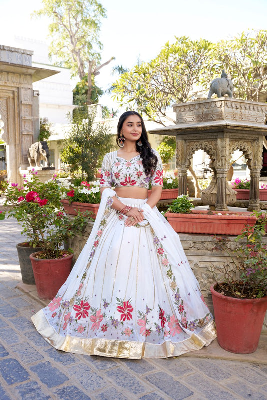White Wonder With Delicate Floral Embroidery