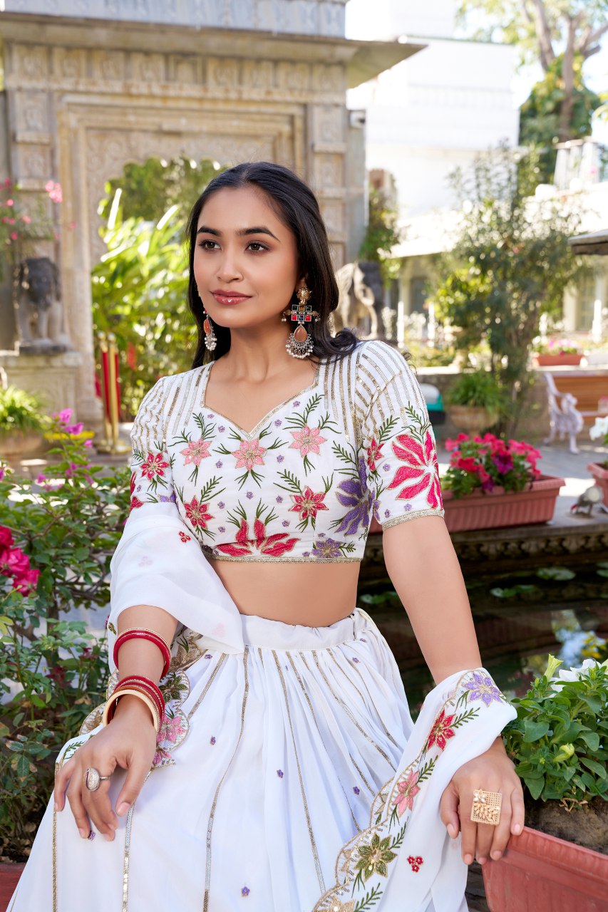 White Wonder With Delicate Floral Embroidery
