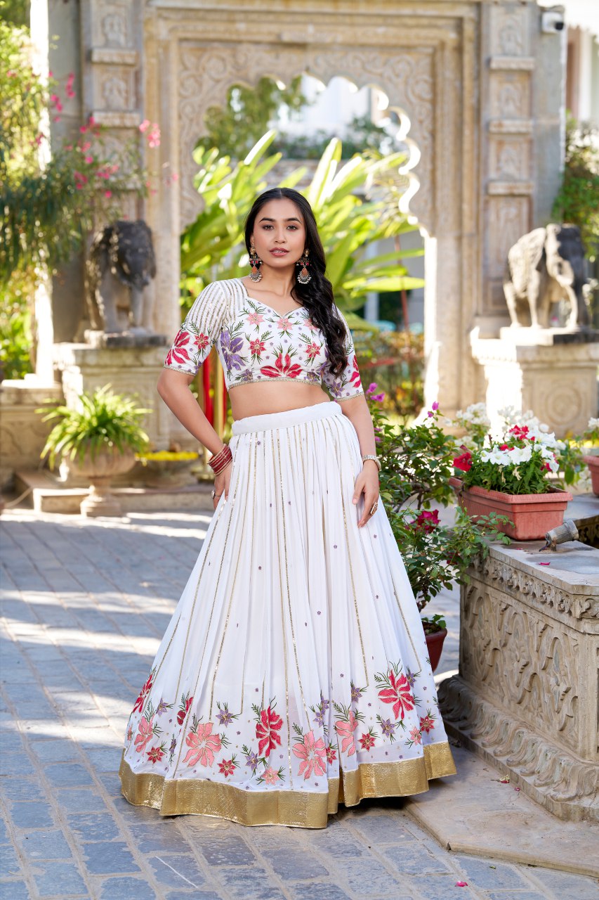 White Wonder With Delicate Floral Embroidery