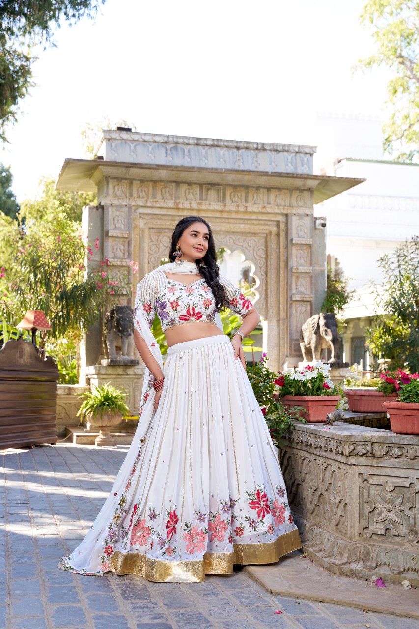 White Wonder With Delicate Floral Embroidery