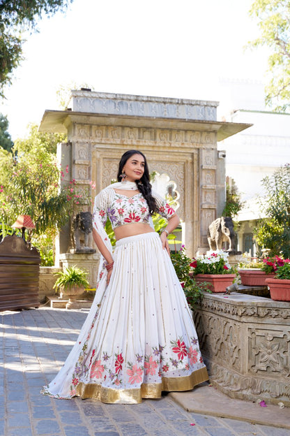 White Wonder With Delicate Floral Embroidery