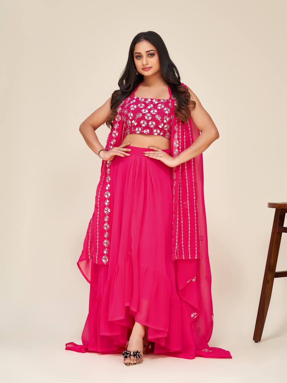 Hot Pink Classic Indo Western Dress