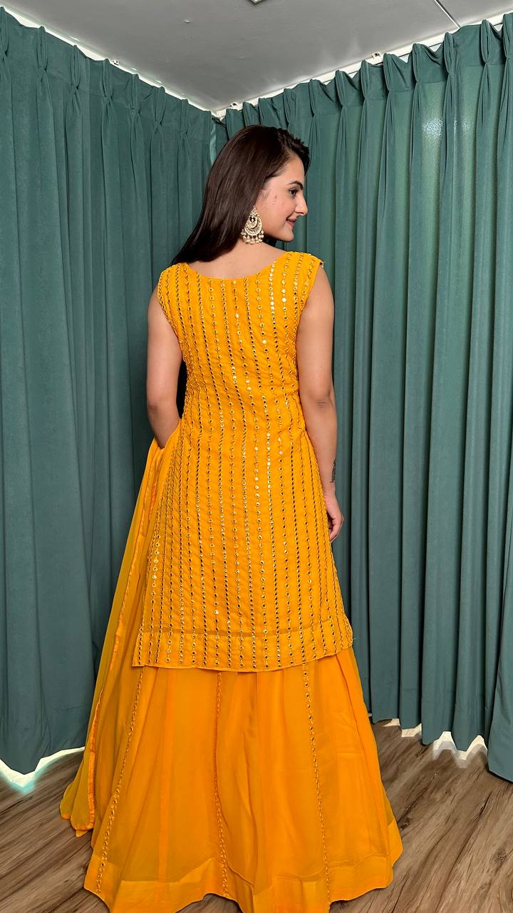 Golden Glow Sharara Suit