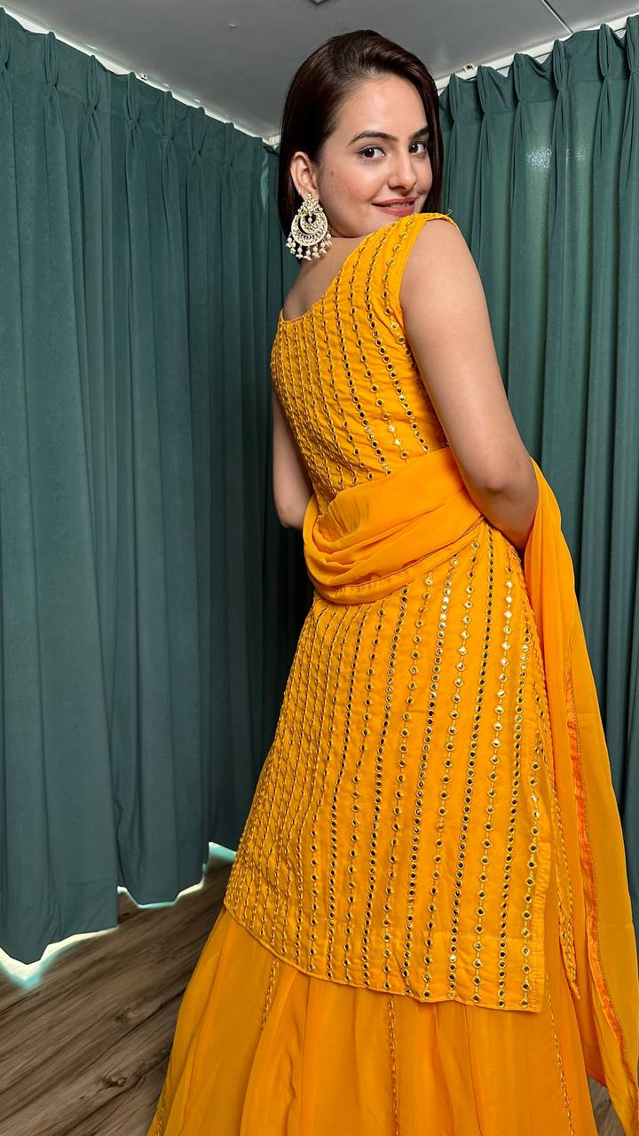 Golden Glow Sharara Suit