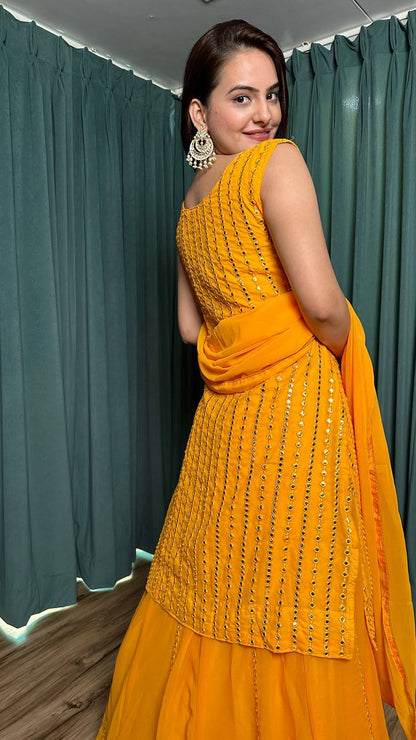 Golden Glow Sharara Suit