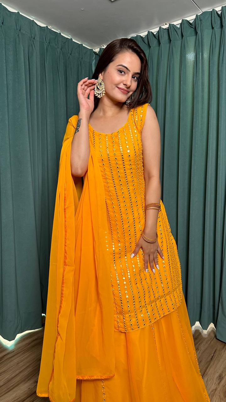 Golden Glow Sharara Suit