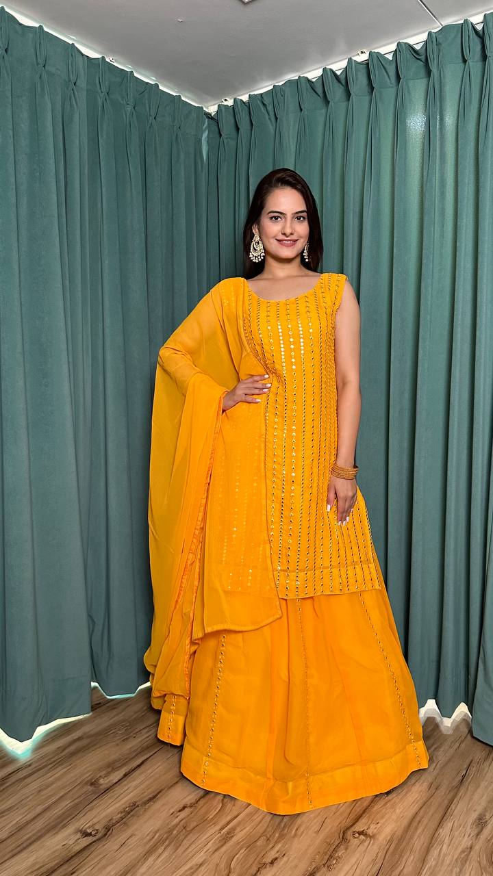 Golden Glow Sharara Suit