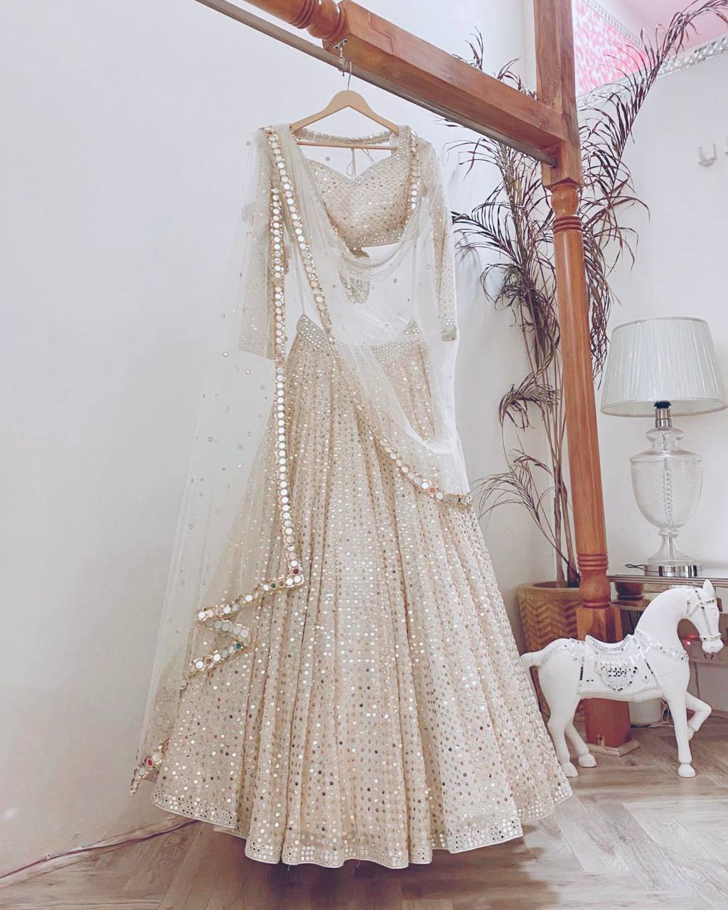 Ivory Lehenga With Intricate Sequin - Accents