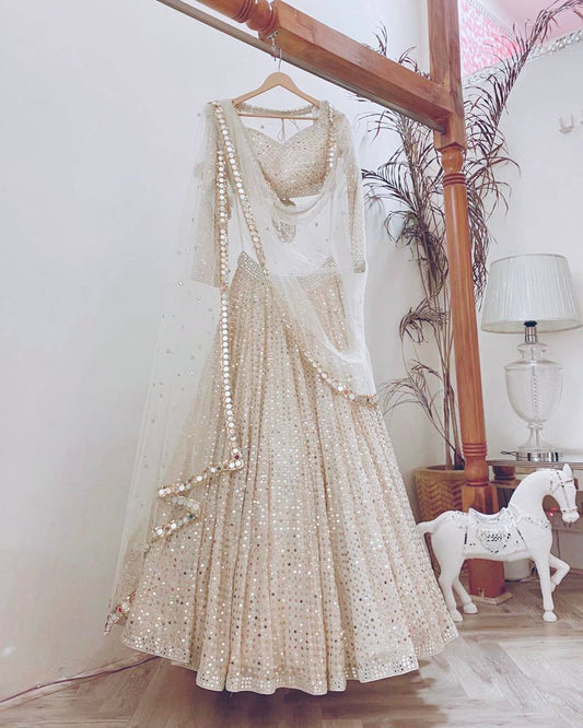Ivory Lehenga With Intricate Sequin - Accents