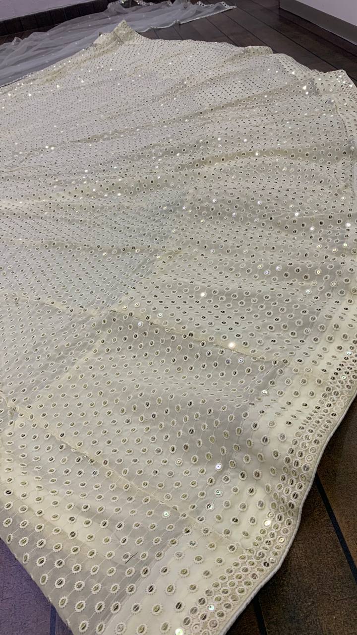Ivory Lehenga With Intricate Sequin - Accents
