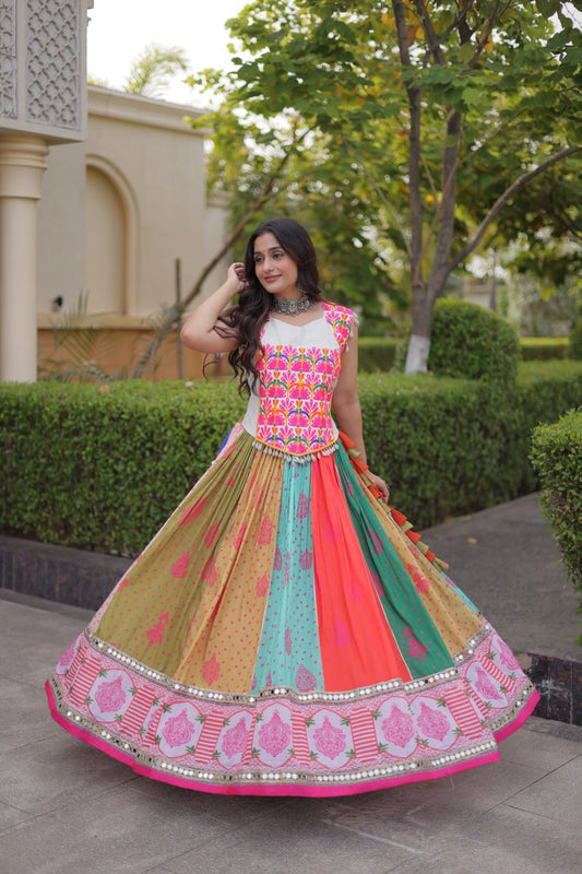 Kutchi Gamthi Mirror Lace Navratri Lehenga Set