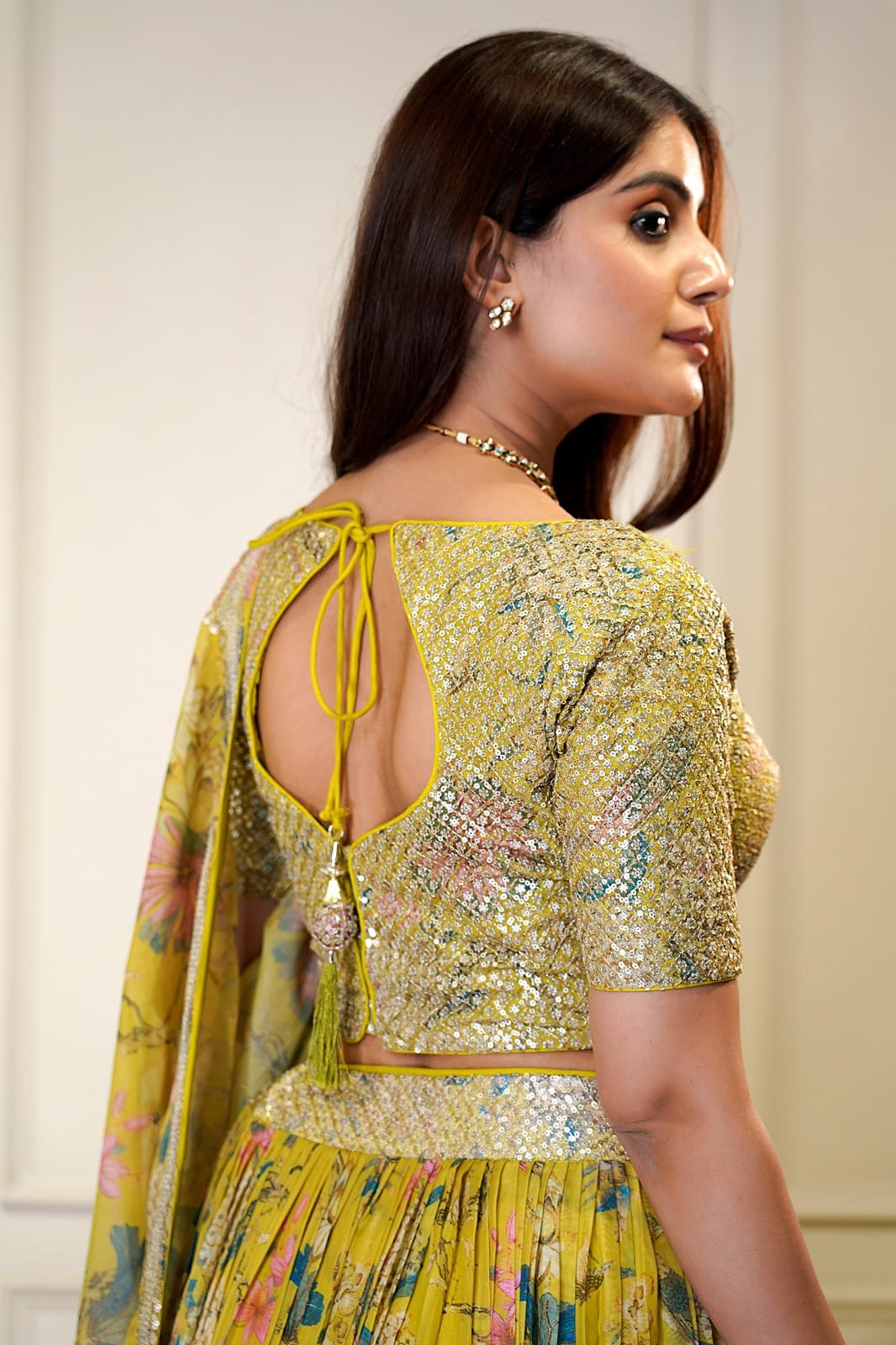 Lemon Glow Sequins Lehenga Ensemble