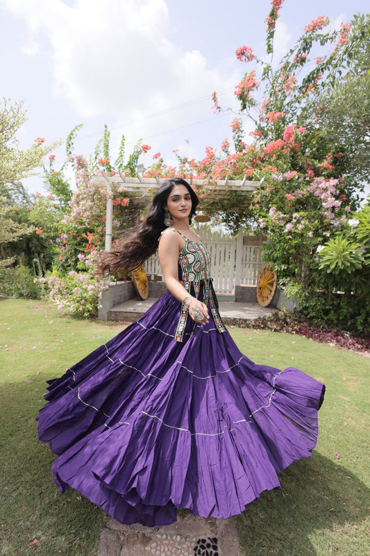 Kutchi Patchwork Kora Cotton Navratri Lehenga Set