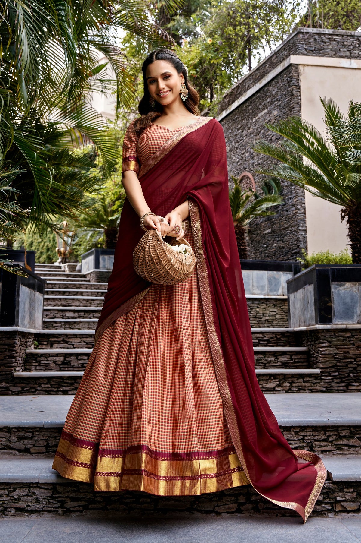 Kanchi Cotton Lehenga Set with Zari Border