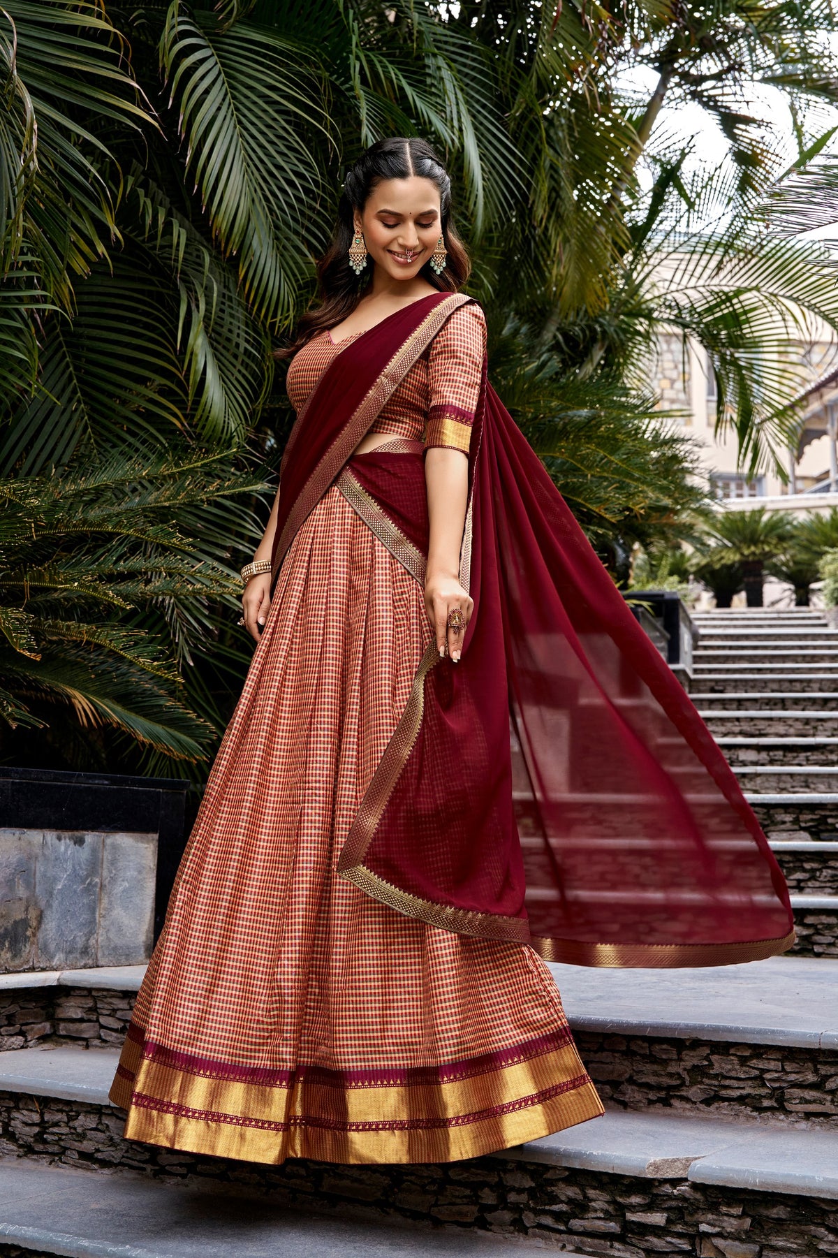 Kanchi Cotton Lehenga Set with Zari Border