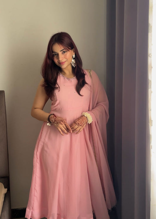 Soft Blush Elegance Anarkali Set