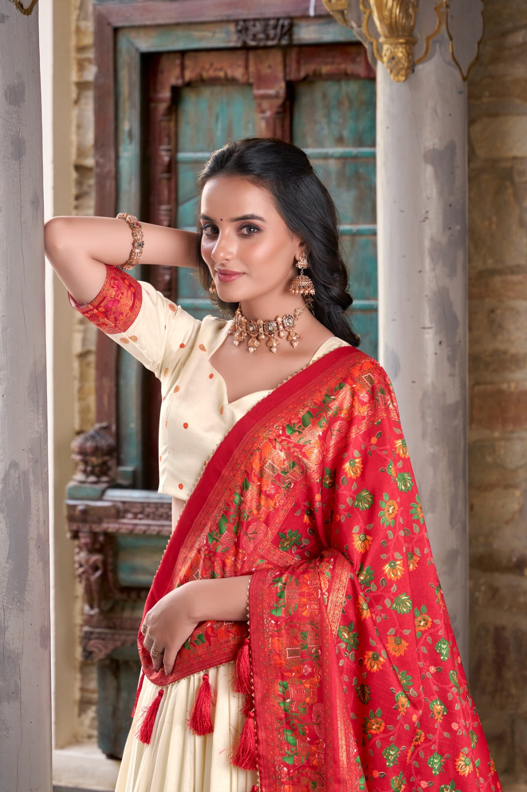 Traditional Printed Tussar Lehenga