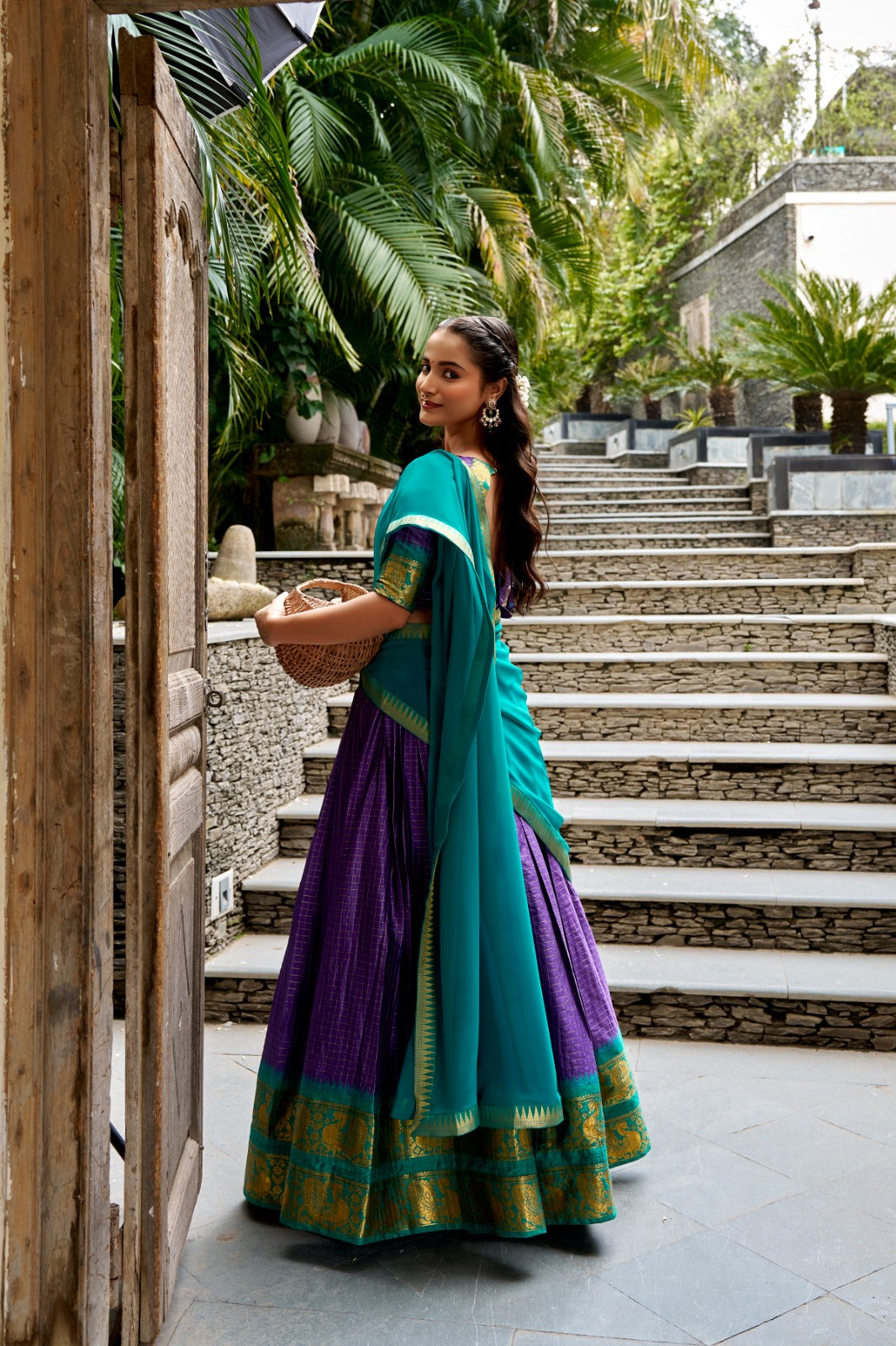 Cotton Checks Lehenga with Zari Weave Work