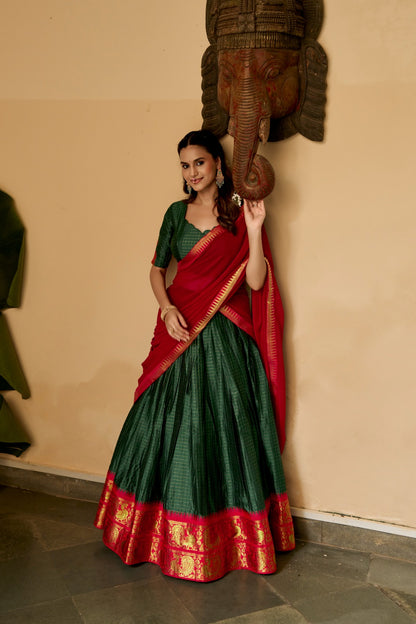 Cotton Checks Lehenga with Zari Weave Work