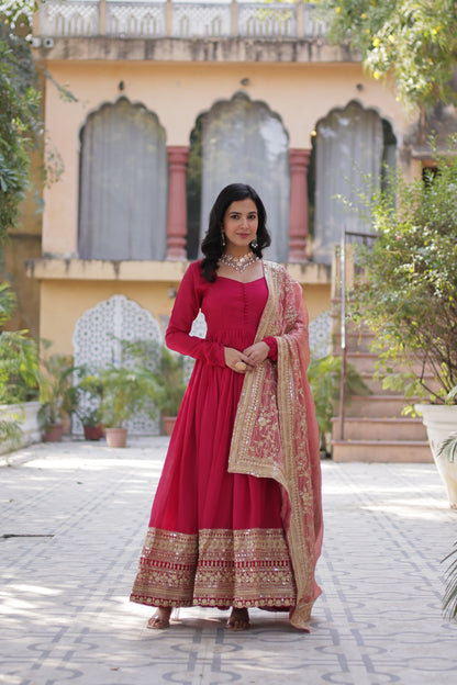 Glimmering Gown With Work Dupatta