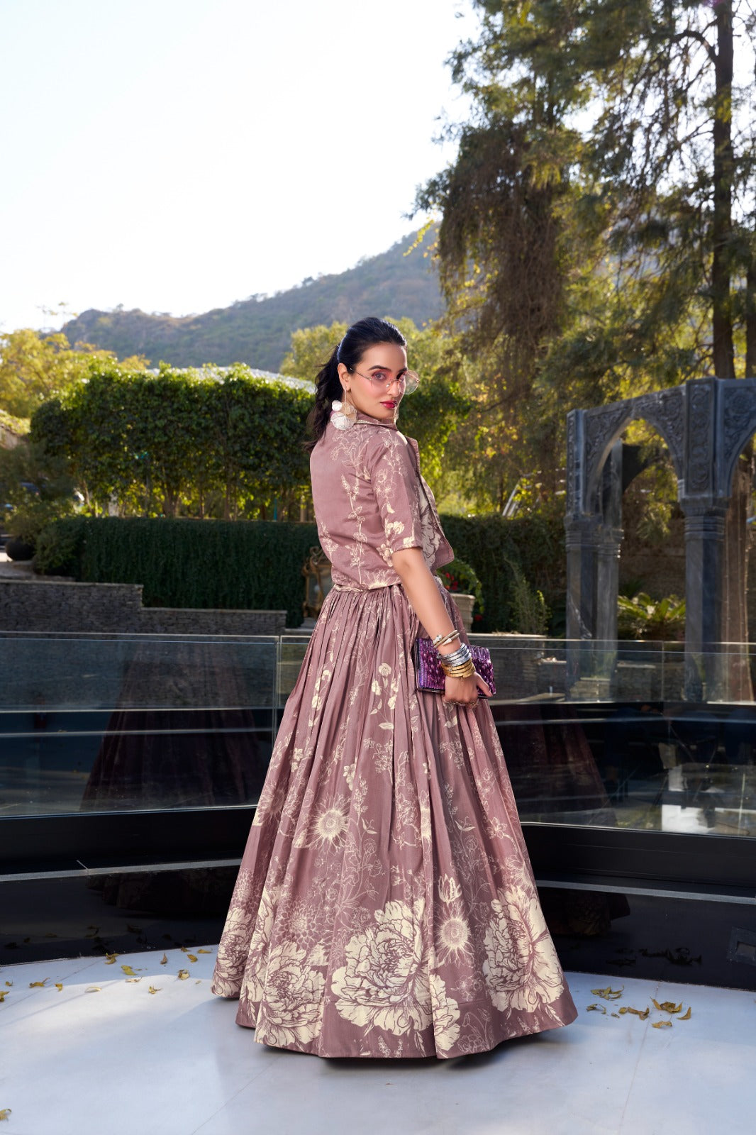 Blooming Floral Lehenga with Blouse & Koti