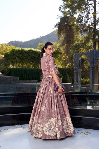 Blooming Floral Lehenga with Blouse & Koti